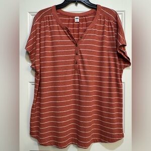 Old Navy Rust Striped Button-Down Shirt